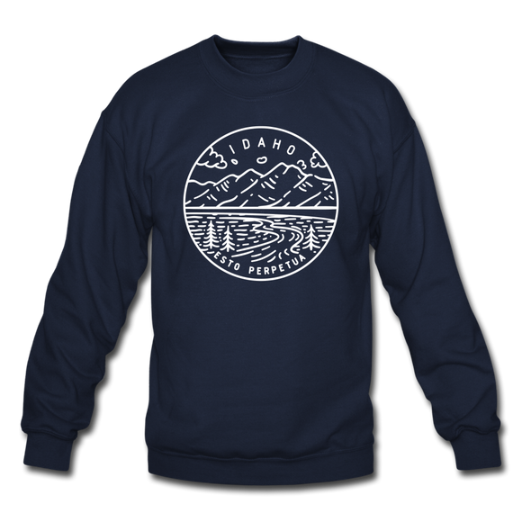 Idaho Sweatshirt - State Design Idaho Crewneck Sweatshirt - navy