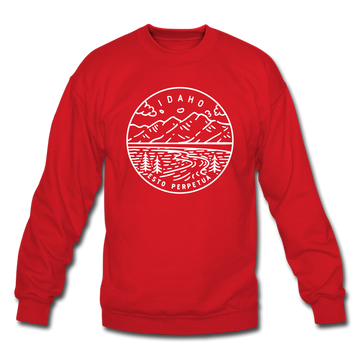 Idaho Sweatshirt - State Design Idaho Crewneck Sweatshirt - red