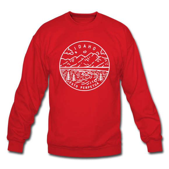 Idaho Sweatshirt - State Design Idaho Crewneck Sweatshirt - red