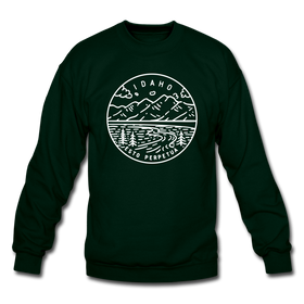 Idaho Sweatshirt - State Design Idaho Crewneck Sweatshirt - forest green