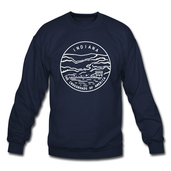 Indiana Sweatshirt - State Design Indiana Crewneck Sweatshirt - navy