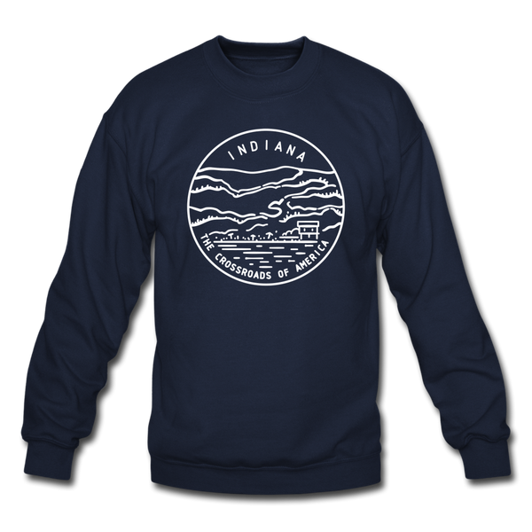 Indiana Sweatshirt - State Design Indiana Crewneck Sweatshirt - navy