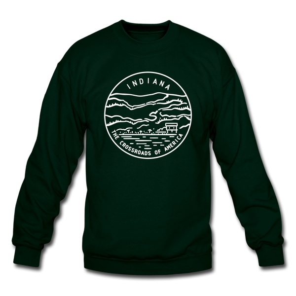 Indiana Sweatshirt - State Design Indiana Crewneck Sweatshirt - forest green