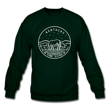 Kentucky Sweatshirt - State Design Kentucky Crewneck Sweatshirt - forest green
