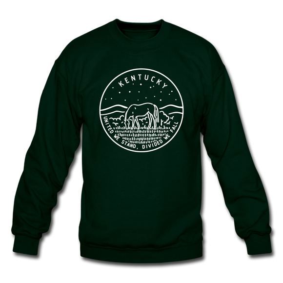 Kentucky Sweatshirt - State Design Kentucky Crewneck Sweatshirt - forest green