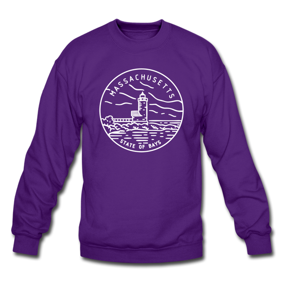 Massachusetts Sweatshirt - State Design Massachusetts Crewneck Sweatshirt - purple