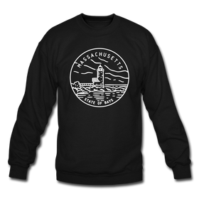 Massachusetts Sweatshirt - State Design Massachusetts Crewneck Sweatshirt - black
