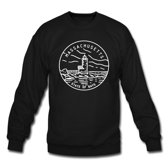 Massachusetts Sweatshirt - State Design Massachusetts Crewneck Sweatshirt - black
