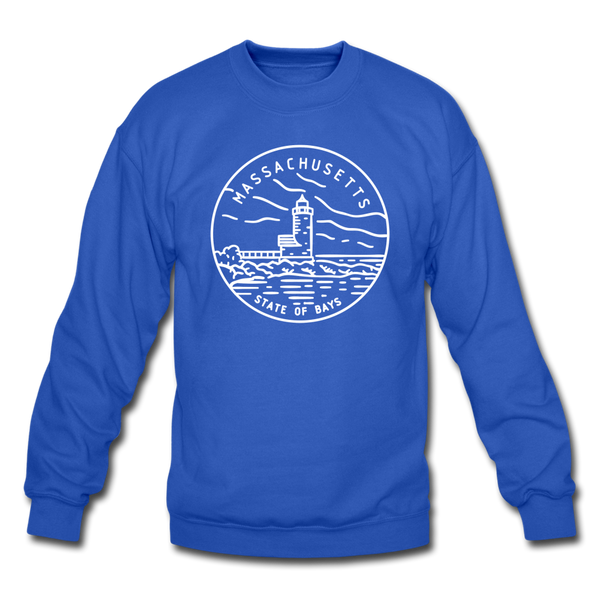 Massachusetts Sweatshirt - State Design Massachusetts Crewneck Sweatshirt - royal blue
