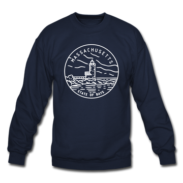 Massachusetts Sweatshirt - State Design Massachusetts Crewneck Sweatshirt - navy
