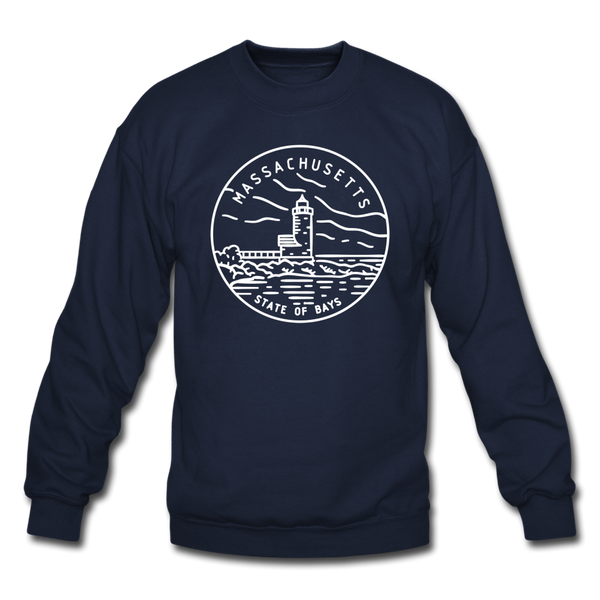 Massachusetts Sweatshirt - State Design Massachusetts Crewneck Sweatshirt - navy