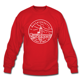 Massachusetts Sweatshirt - State Design Massachusetts Crewneck Sweatshirt - red