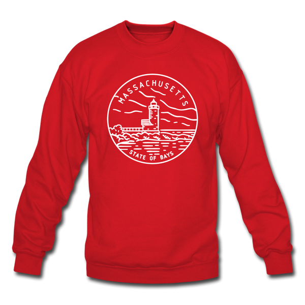 Massachusetts Sweatshirt - State Design Massachusetts Crewneck Sweatshirt - red