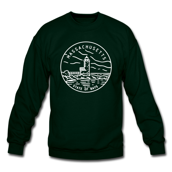 Massachusetts Sweatshirt - State Design Massachusetts Crewneck Sweatshirt - forest green