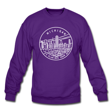 Michigan Sweatshirt - State Design Michigan Crewneck Sweatshirt - purple