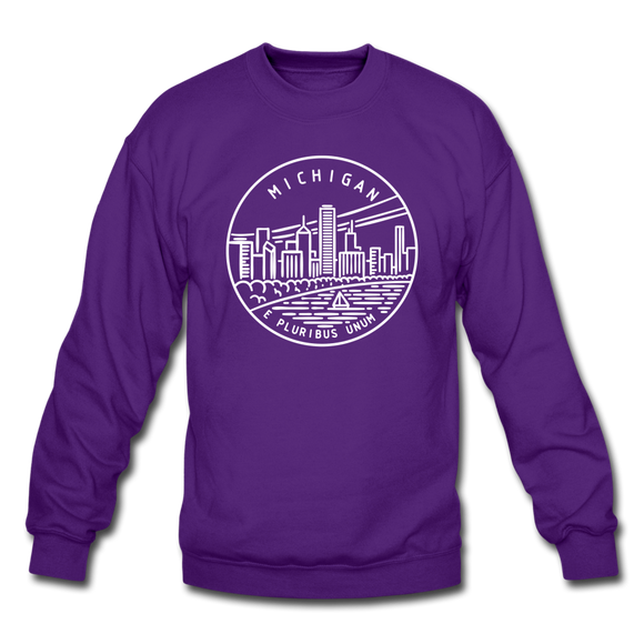 Michigan Sweatshirt - State Design Michigan Crewneck Sweatshirt - purple