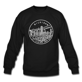 Michigan Sweatshirt - State Design Michigan Crewneck Sweatshirt - black