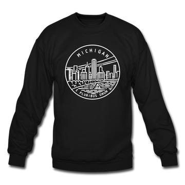 Michigan Sweatshirt - State Design Michigan Crewneck Sweatshirt - black