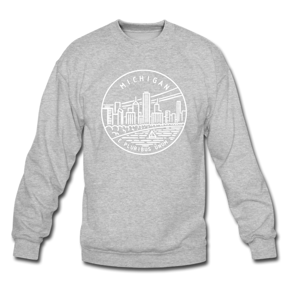 Michigan Sweatshirt - State Design Michigan Crewneck Sweatshirt - heather gray