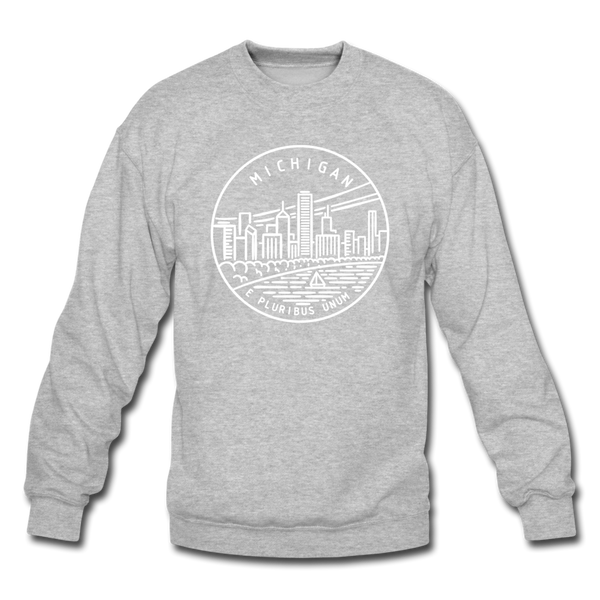 Michigan Sweatshirt - State Design Michigan Crewneck Sweatshirt - heather gray