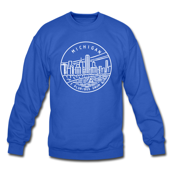 Michigan Sweatshirt - State Design Michigan Crewneck Sweatshirt - royal blue