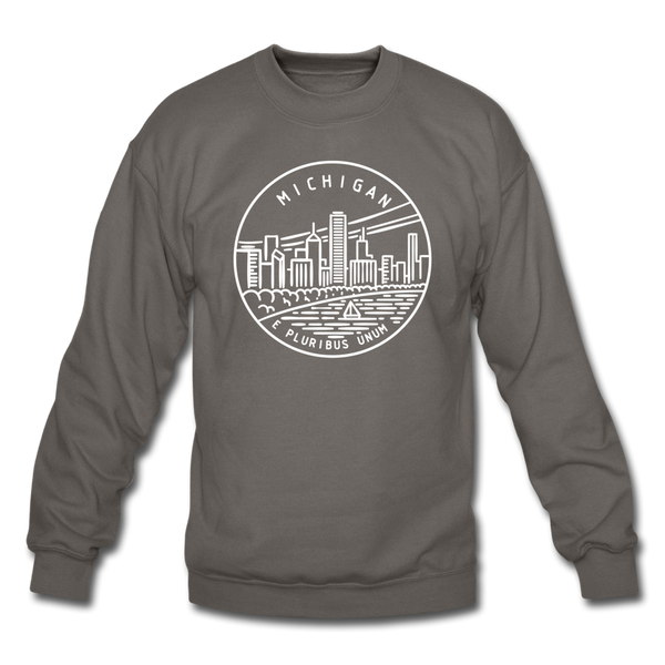 Michigan Sweatshirt - State Design Michigan Crewneck Sweatshirt - asphalt gray