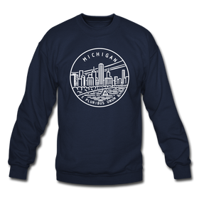 Michigan Sweatshirt - State Design Michigan Crewneck Sweatshirt - navy