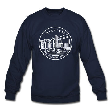 Michigan Sweatshirt - State Design Michigan Crewneck Sweatshirt - navy