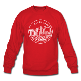 Michigan Sweatshirt - State Design Michigan Crewneck Sweatshirt - red