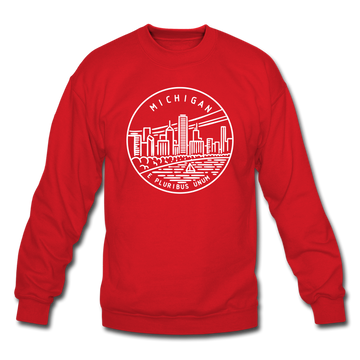Michigan Sweatshirt - State Design Michigan Crewneck Sweatshirt - red