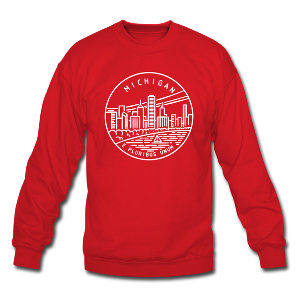 Michigan Sweatshirt - State Design Michigan Crewneck Sweatshirt - red