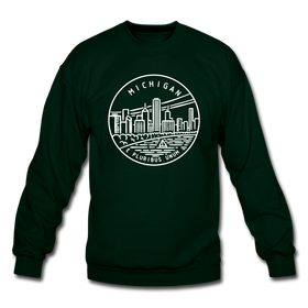 Michigan Sweatshirt - State Design Michigan Crewneck Sweatshirt - forest green