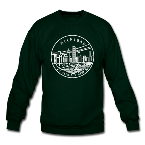 Michigan Sweatshirt - State Design Michigan Crewneck Sweatshirt - forest green