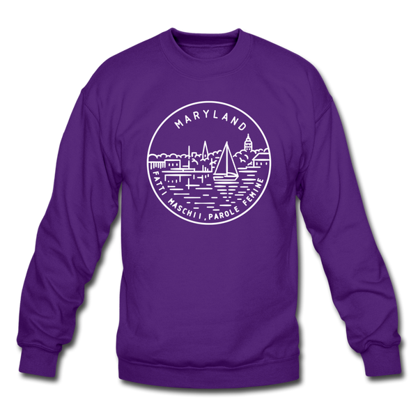 Maryland Sweatshirt - State Design Maryland Crewneck Sweatshirt - purple