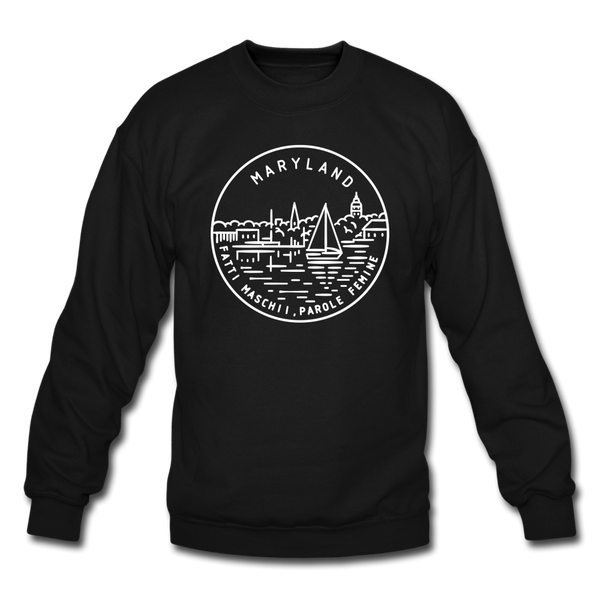 Maryland Sweatshirt - State Design Maryland Crewneck Sweatshirt - black