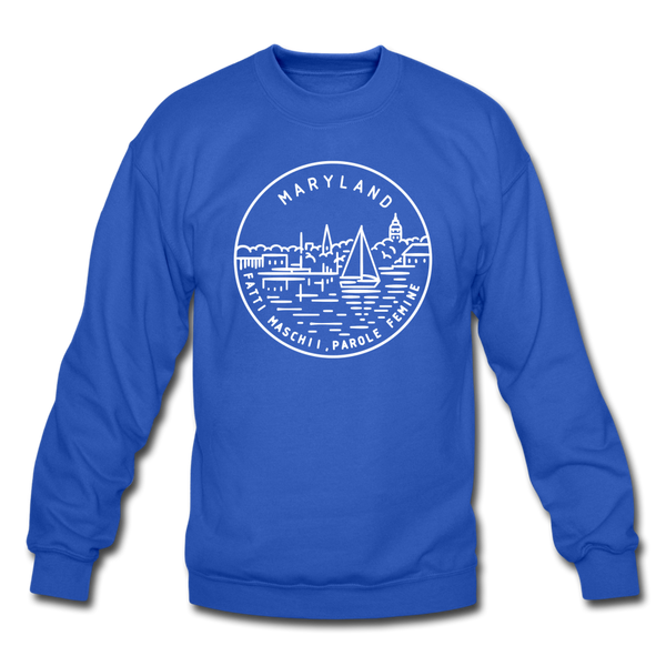 Maryland Sweatshirt - State Design Maryland Crewneck Sweatshirt - royal blue