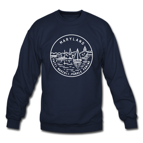 Maryland Sweatshirt - State Design Maryland Crewneck Sweatshirt - navy