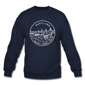 Maryland Sweatshirt - State Design Maryland Crewneck Sweatshirt - navy