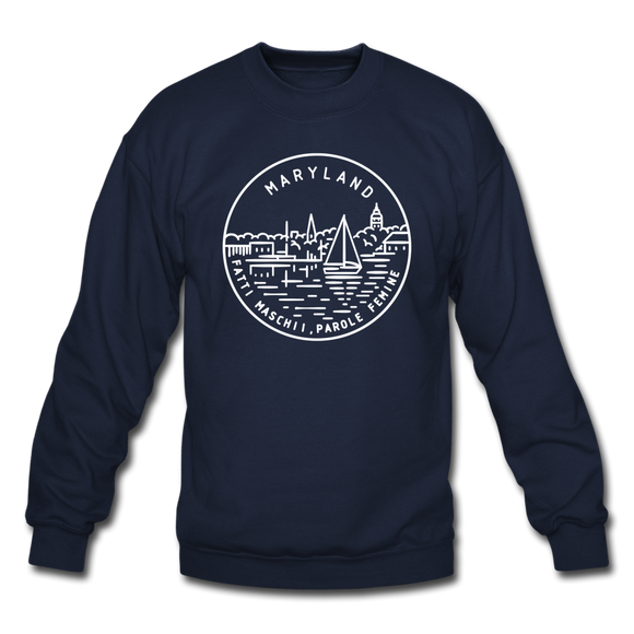 Maryland Sweatshirt - State Design Maryland Crewneck Sweatshirt - navy