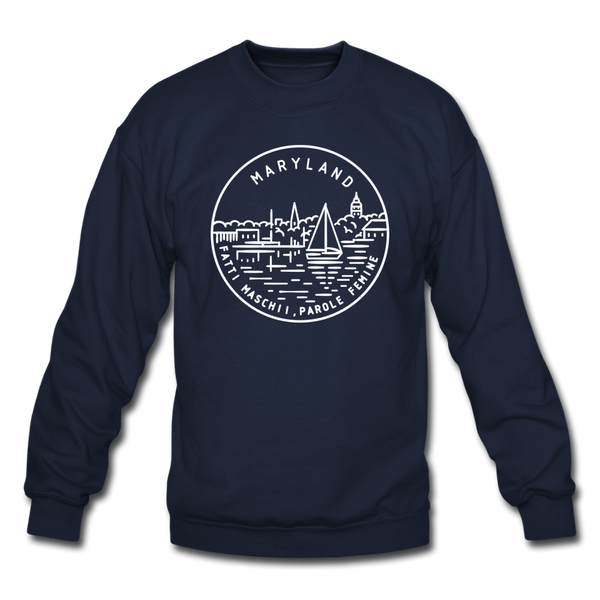 Maryland Sweatshirt - State Design Maryland Crewneck Sweatshirt - navy