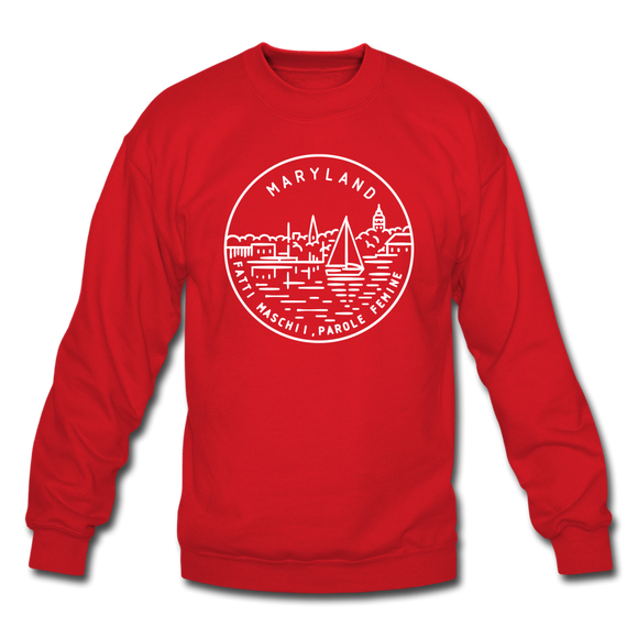 Maryland Sweatshirt - State Design Maryland Crewneck Sweatshirt - red