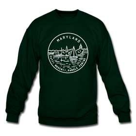 Maryland Sweatshirt - State Design Maryland Crewneck Sweatshirt - forest green