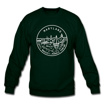Maryland Sweatshirt - State Design Maryland Crewneck Sweatshirt - forest green