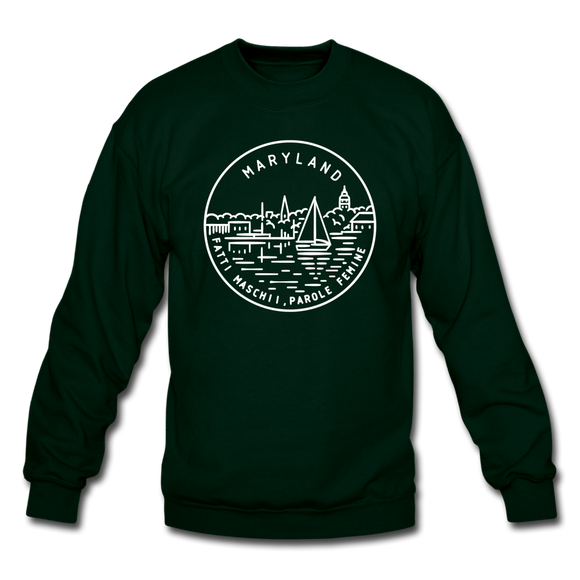 Maryland Sweatshirt - State Design Maryland Crewneck Sweatshirt - forest green