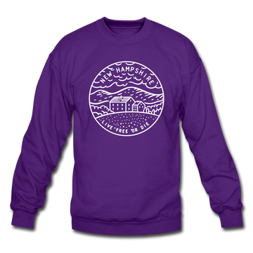 New Hampshire Sweatshirt - State Design New Hampshire Crewneck Sweatshirt - purple