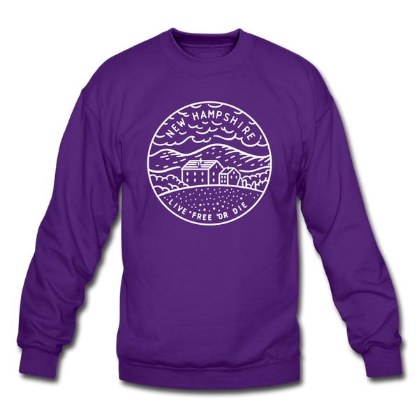New Hampshire Sweatshirt - State Design New Hampshire Crewneck Sweatshirt - purple