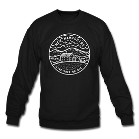 New Hampshire Sweatshirt - State Design New Hampshire Crewneck Sweatshirt - black