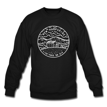 New Hampshire Sweatshirt - State Design New Hampshire Crewneck Sweatshirt - black