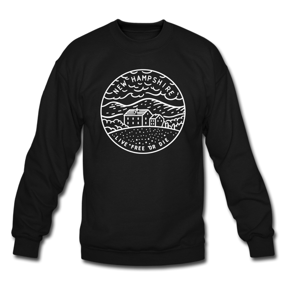 New Hampshire Sweatshirt - State Design New Hampshire Crewneck Sweatshirt - black