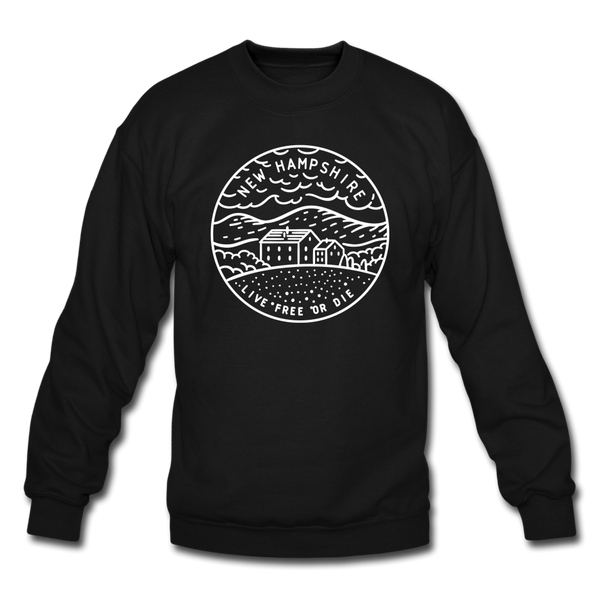 New Hampshire Sweatshirt - State Design New Hampshire Crewneck Sweatshirt - black